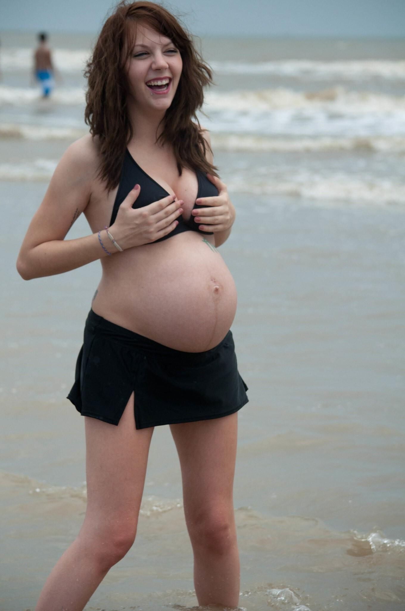 Pregnant Girl on Beach