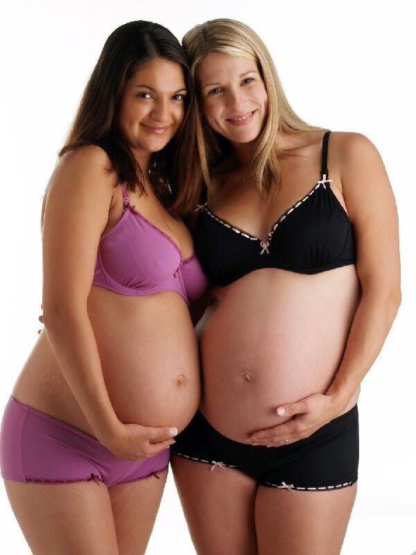 Two pregnant bellies - multiple group