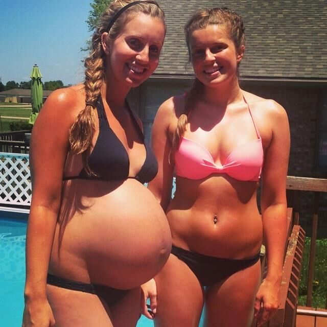 Two pregnant bellies - multiple group