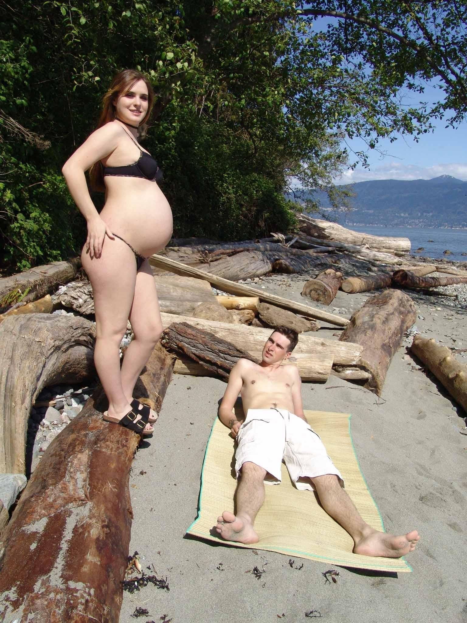 Pregnant at the beach