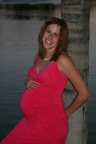 Pregnant Redhead Pink Dress