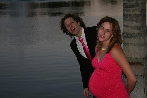 Pregnant Redhead Pink Dress