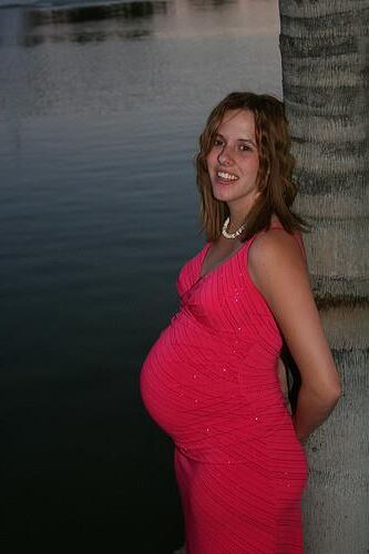 Pregnant Redhead Pink Dress