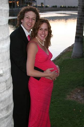 Pregnant Redhead Pink Dress