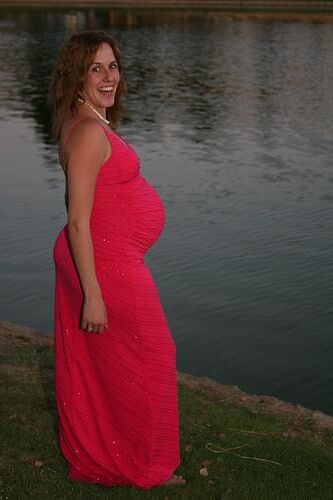 Pregnant Redhead Pink Dress