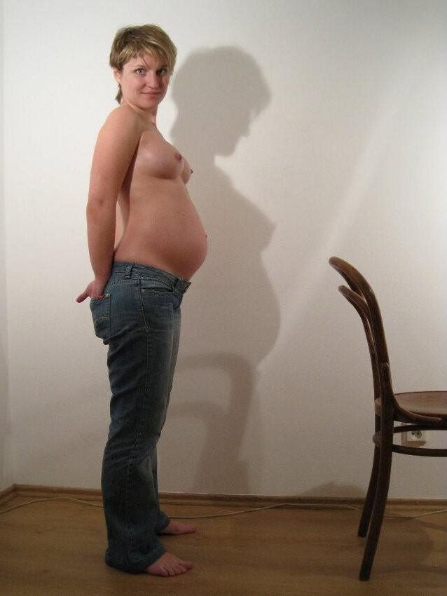 Topless or exposed in bluejeans-Pregnant edition