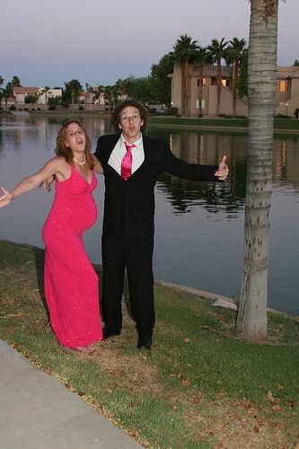 Pregnant Redhead Pink Dress