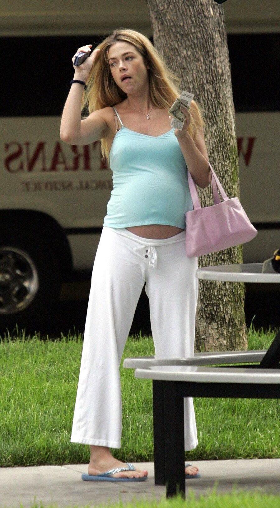 Pregnant Denise Richards out and about