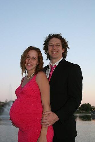 Pregnant Redhead Pink Dress