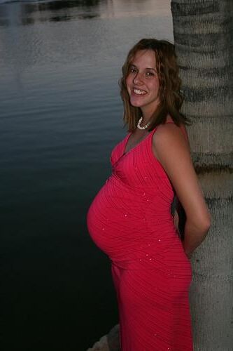 Pregnant Redhead Pink Dress