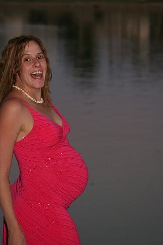 Pregnant Redhead Pink Dress