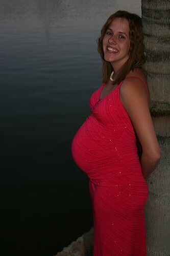 Pregnant Redhead Pink Dress