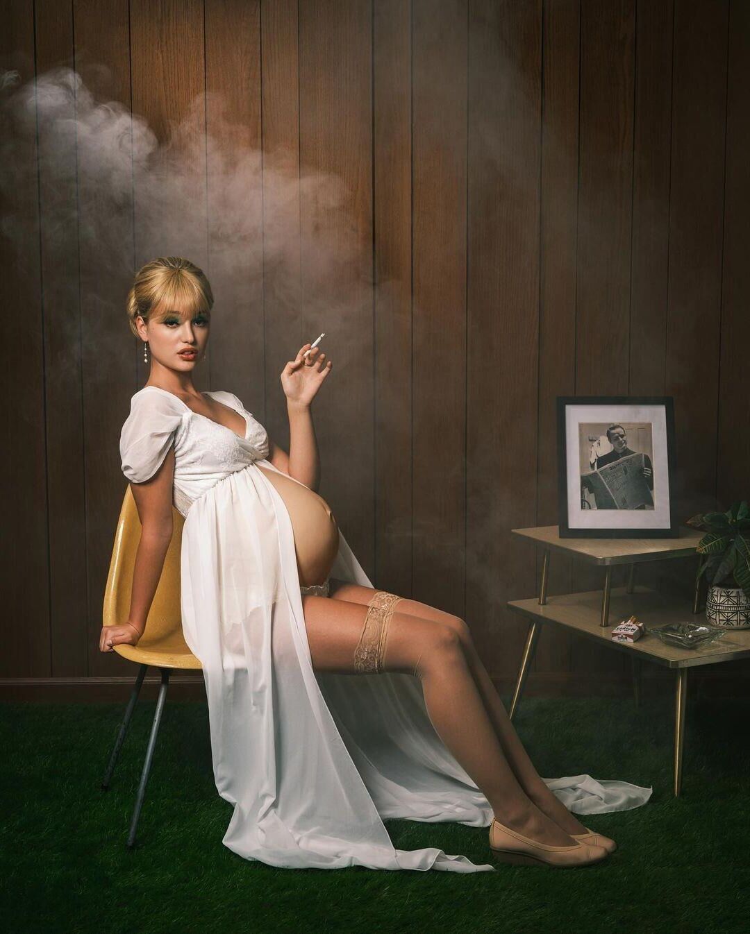 Pregnant and Smoking (Vintage Style)