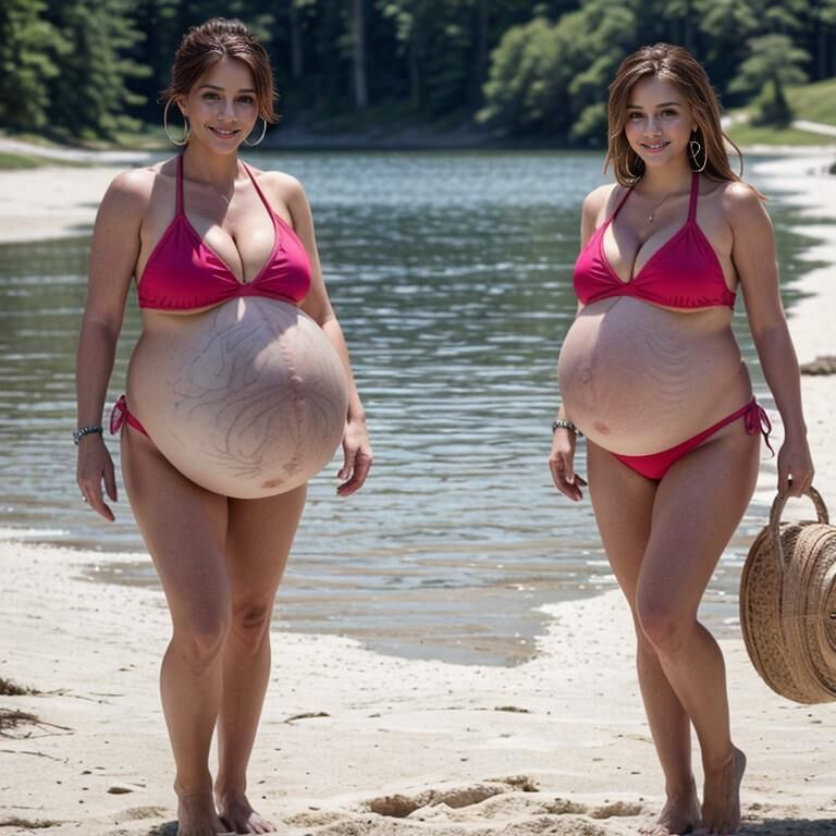 Beachballs 2 (uberpregnant in swimsuits)