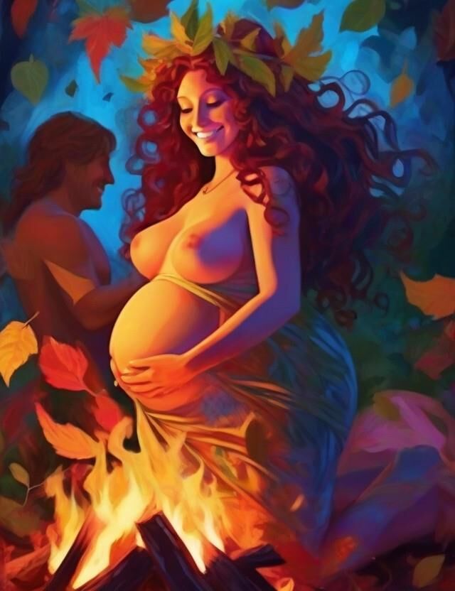 Pregnant Priestess of the Great Mother Goddess