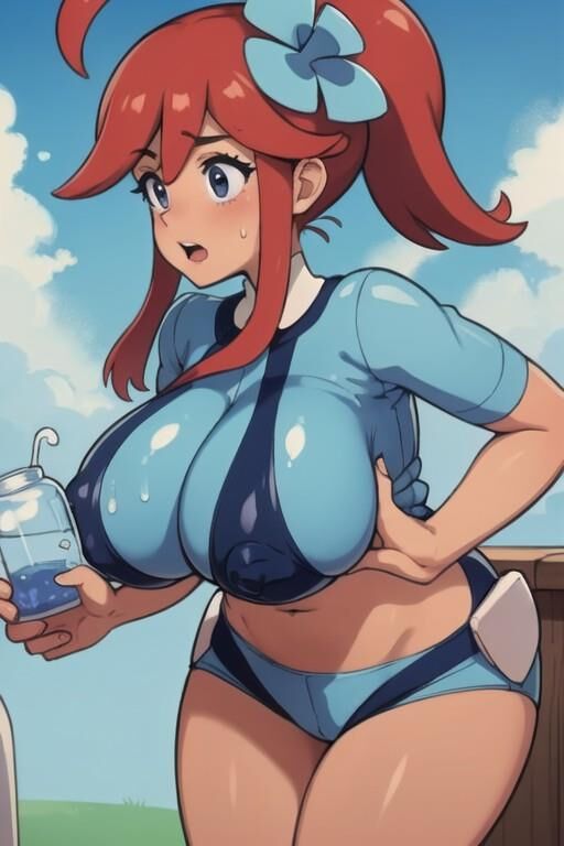 Skyla lactation pokemon gym leader ai generated