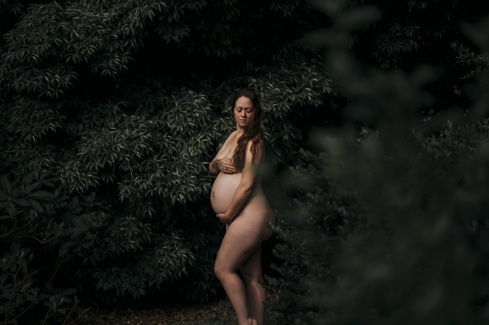 Pregnant women (): Hanna are nude ina Photoshop outside