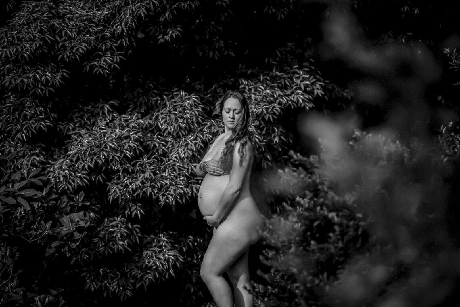 Pregnant women (): Hanna are nude ina Photoshop outside