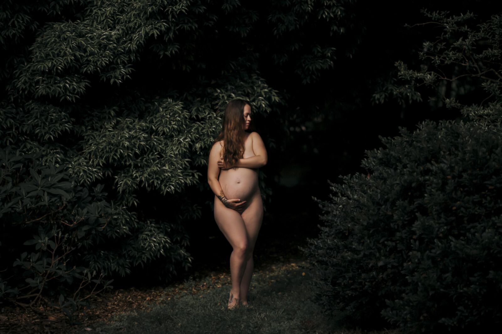 Pregnant women (): Hanna are nude ina Photoshop outside