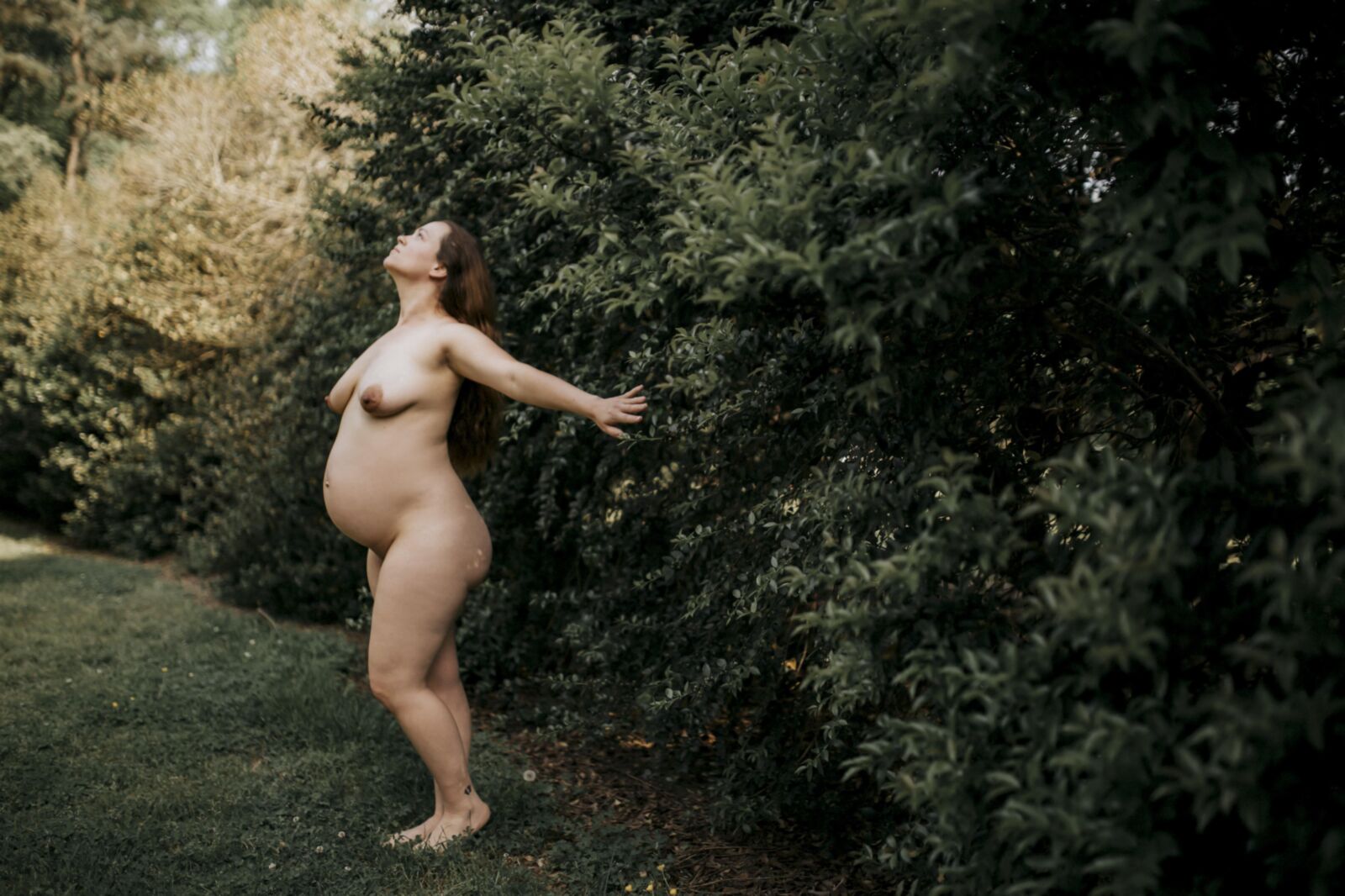 Pregnant women (): Hanna are nude ina Photoshop outside