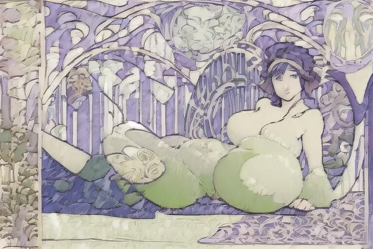 AI shenanigans # Art Nouveau, Pregnant