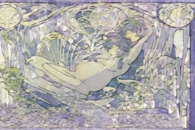 AI shenanigans # Art Nouveau, Pregnant