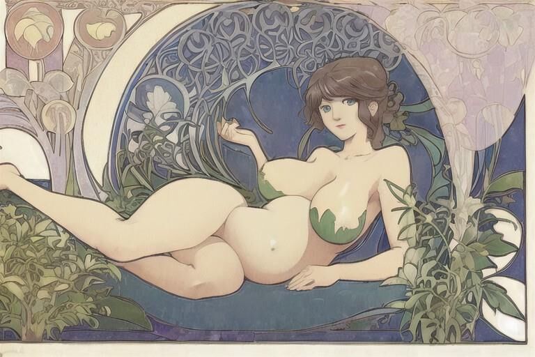 AI shenanigans # Art Nouveau, Pregnant