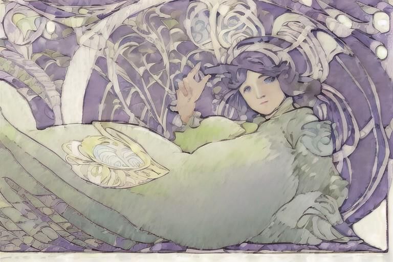 AI shenanigans # Art Nouveau, Pregnant