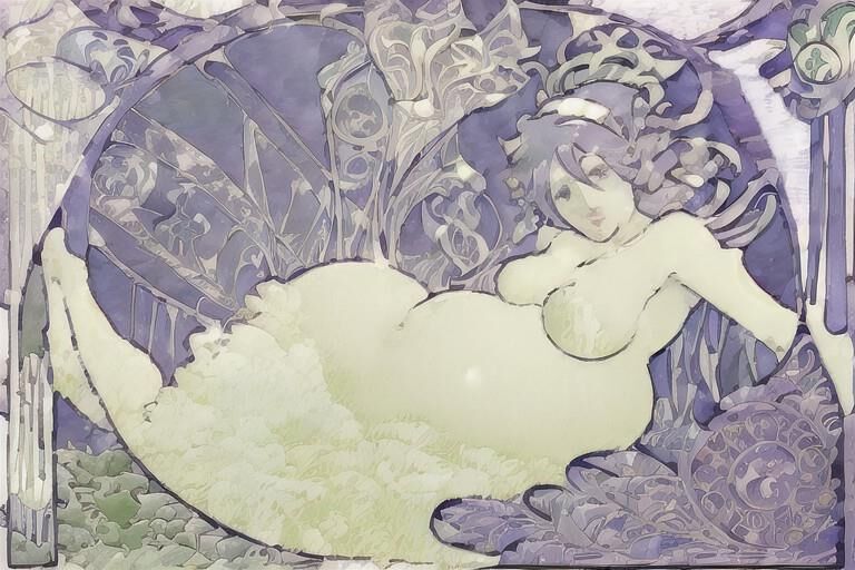 AI shenanigans # Art Nouveau, Pregnant