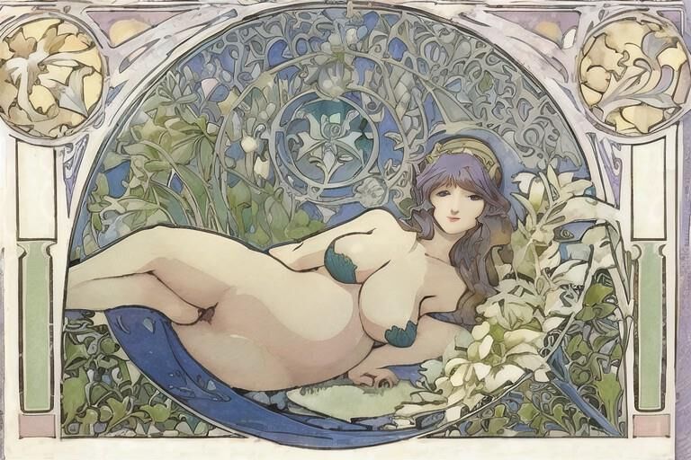 AI shenanigans # Art Nouveau, Pregnant