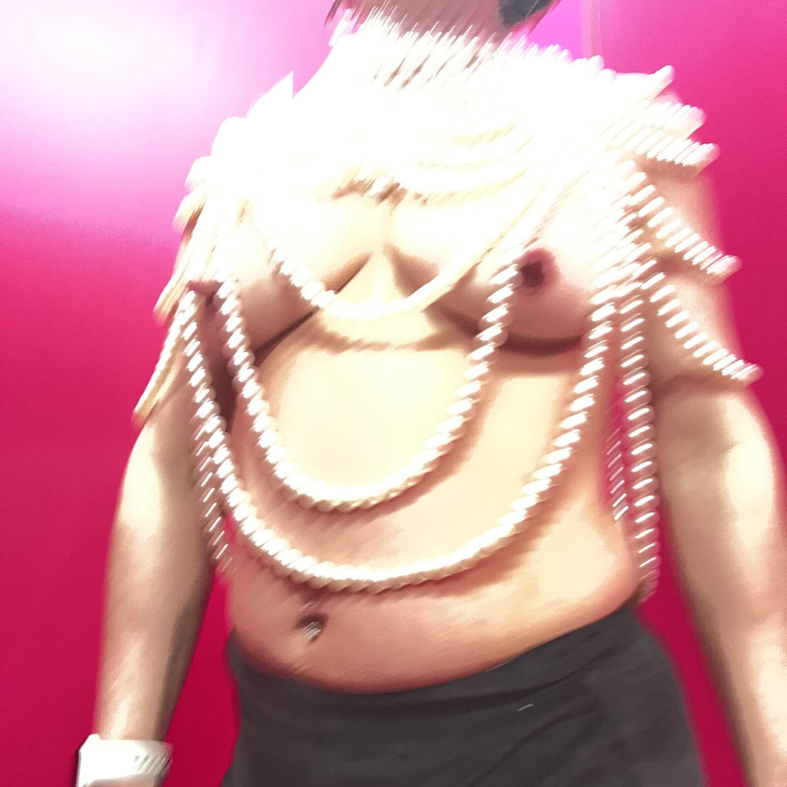 MadameD wearing Pearls on big nipple saggy milk Tits 